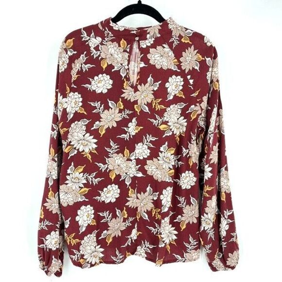 C&C California Floral‎ Blouse Medium Fall Autumn Colors Flowy Loose Bohemian - Picture 2 of 9